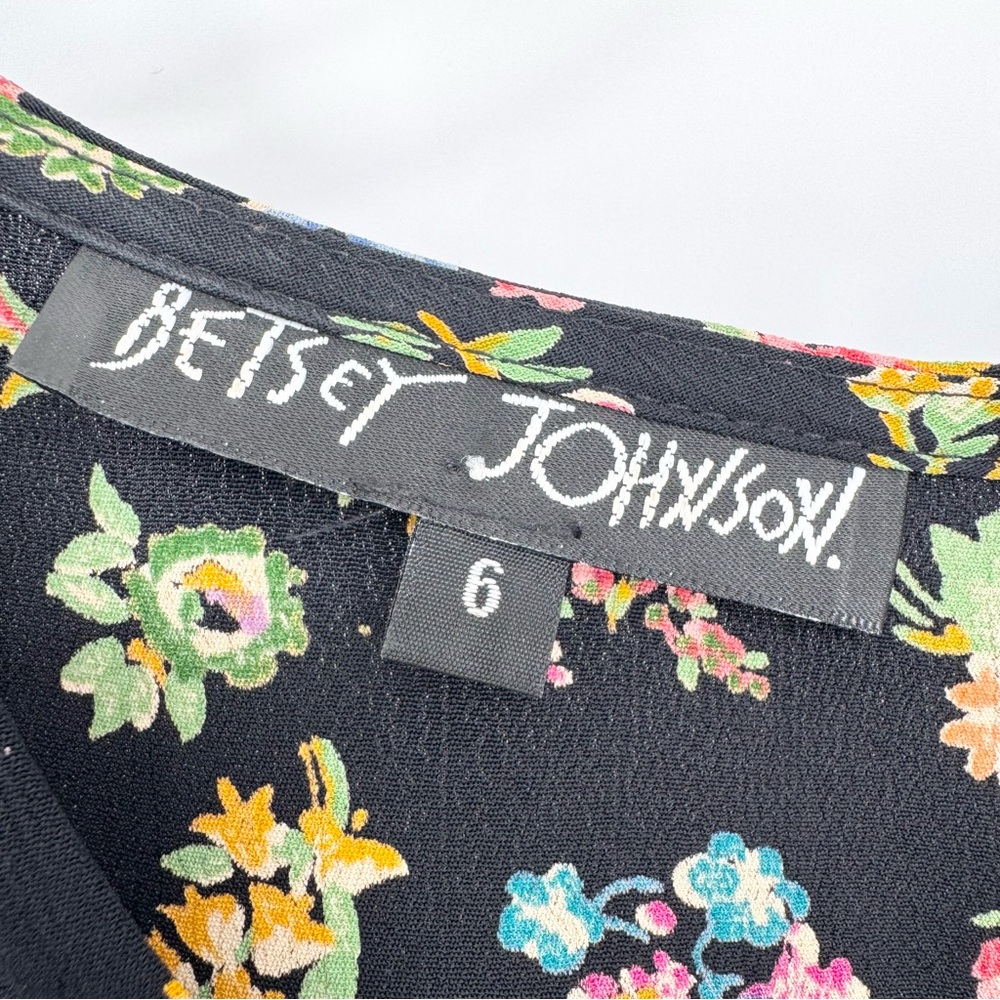 Vintage 90s Y2K‎ Fairy Grunge Betsey Johnson LS Floral Mini Dress Black Size 6 - Picture 6 of 11
